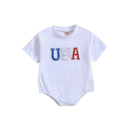 

Sunisery Independence Day Toddlerl Baby Boys Girls Jumpsuit Casual Summer Letter Embroidery Short Sleeve Romper White 3-6 Months