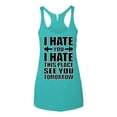 thumbnail image 3 of Wild Bobby I Hate You I Hate This Place See You Tomorrow Gym/Workout Women Tri-Blend Racerback Tank Top, Tahiti Blue, Small, 3 of 5