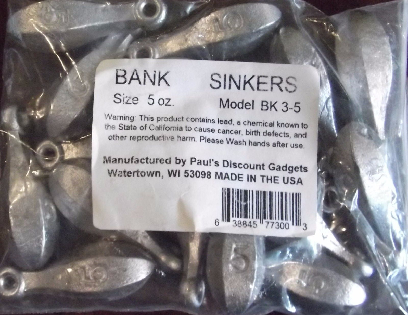 5 oz USA LEAD Egg Sinkers 8 pound other sizes & quantity discounts available