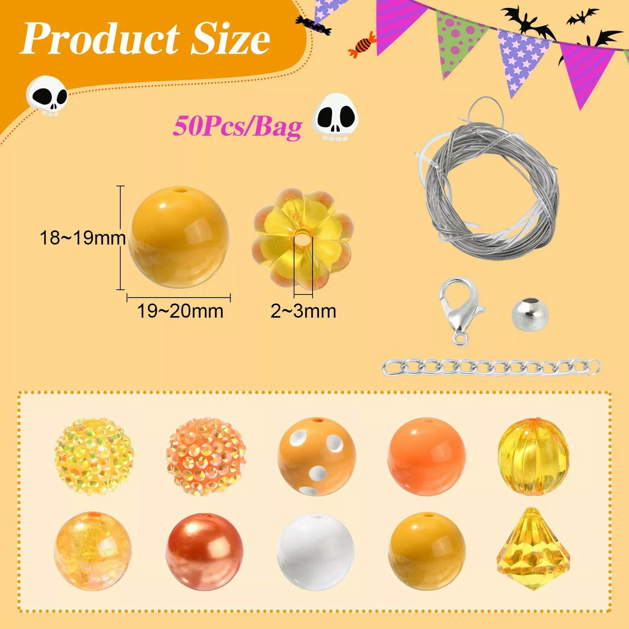 U8MO 50x Opaque Acrylic Beads Thanksgiving Theme Chunky Loose Beads for Autumn Party