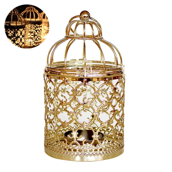 WORGEOUS Birdcage Candle Holder Lantern Winged Candlestick Decor Golden