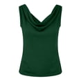 thumbnail image 3 of Fshinging 2026 Summer Fashion Tank Top for Women Casual Cowl V Neck Linen Blend Sleeveless Loose Fit Basic Camisole Green S, 3 of 4