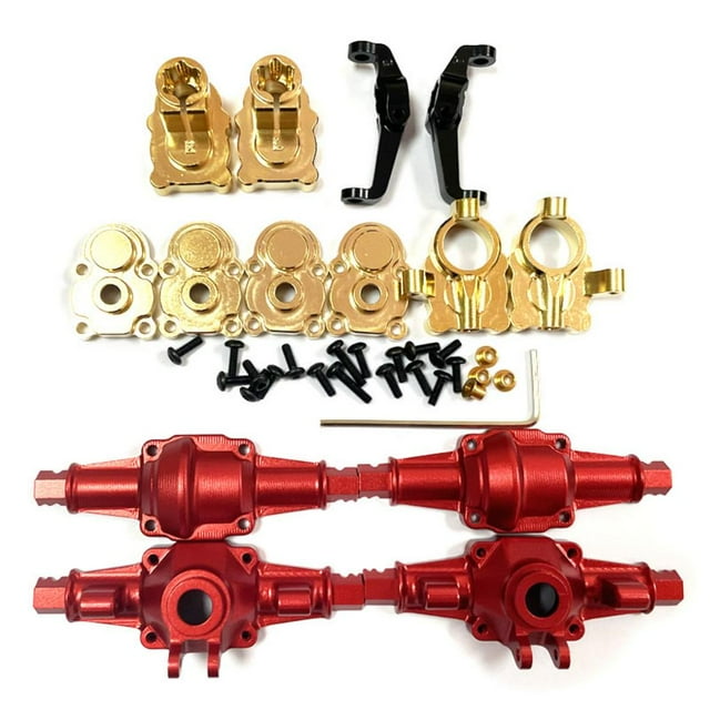 Xingzhi Brass 1/24 Front And Rear Axle Housings 14pcs Compact Yet Durable Design Rc Front And Rear Axle Housings For FMS FCX24 Red