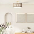 thumbnail image 3 of Hunter - Laila 2-light Luxe Gold, Large Flush Mount Light, Dimmable, Transitional Style, Drum Shaped, for Bedrooms, Dining, Living Rooms - 48211, 3 of 7