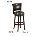 thumbnail image 6 of Merrick Lane 30" Panel Back Bar Height Stool with Black Faux Leather Upholstered Back & Seat, Nail Trim, and Cappuccino Wooden Frame, 6 of 12