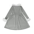 thumbnail image 5 of XXWXYD Girls Princess Plush Dress Cute Bow Long Sleeve High Waist A Line Swing Dresses Fall Winter Warm Cozy Kids 5-14 Years Par𝗍y Holiday Formal Fancy Christmas Birthday, 5 of 5