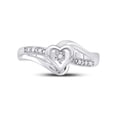 thumbnail image 2 of FB Jewels 10kt White Gold Womens Round Diamond Heart Promise Bridal Ring .03 Cttw, 2 of 4