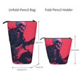 thumbnail image 2 of Lsque Rock Skull Guitarist Pattern Telescopic Pencil Bag Pen Holder Stationery Case, Stand-up Retractable Transformer Bag Organizer, 2 of 6