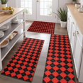 thumbnail image 2 of Red Black Checkerboard Checkered Pattern Kitchen Rugs Sets Of 3,Kitchen Runner Rugs Non Skid Washable,Decorative Kitchen Floor Mats for Kitchen,Sink,Laundry,17"x30"+ 17"x47" + 17"x59", 2 of 6