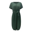 thumbnail image 3 of Vestido midi con cinturón y botones para mujer: estilo informal y fluido, tejido ligero, cinturón ajustable, apto para tres estaciones, 3 of 3