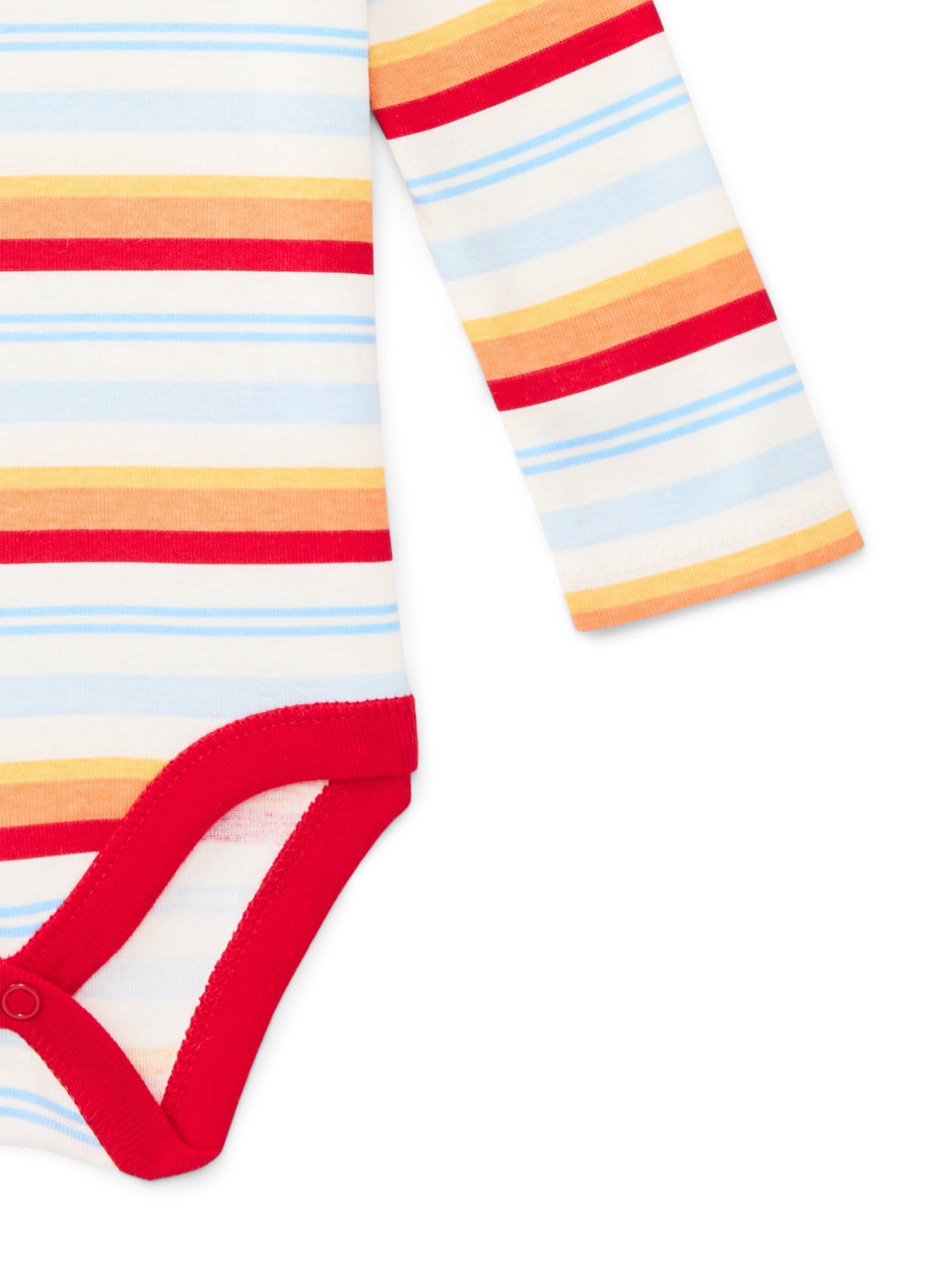 Wonder Nation Baby Boys Cotton Striped Bodysuit with Long Sleeves, Sizes 0M-24M