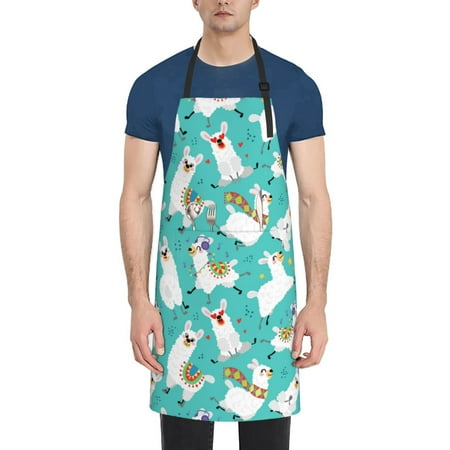 

Naloa Cartoon Llamas Apron Kitchen Aprons with Pockets for Women Men Chef
