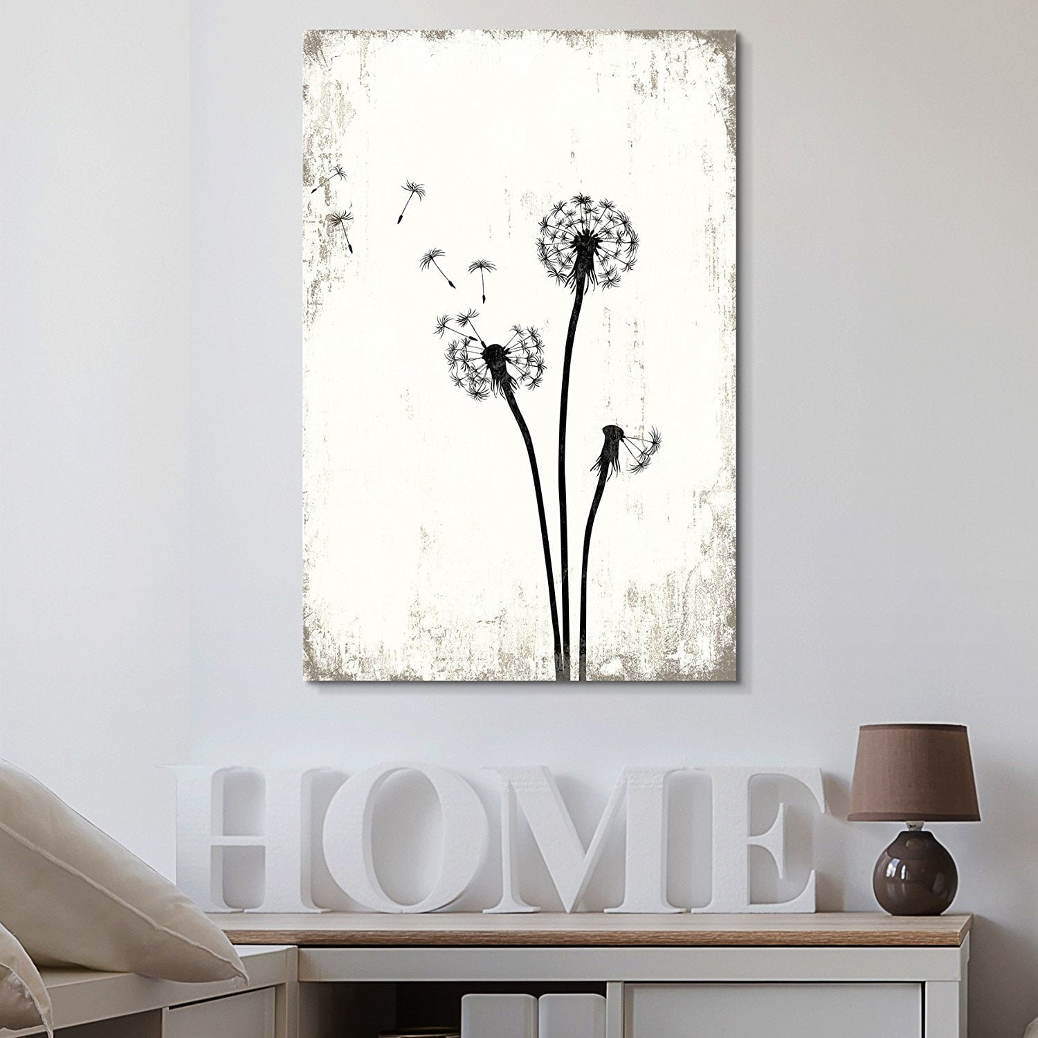 wall26 - Dandelion Seeds on Rustic Background - Canvas Art Wall Decor
