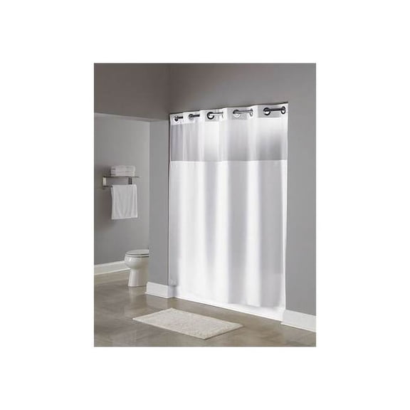 Shower Curtain, Plastic, White, 71 in W, 74 in L HBH49MYS01SL74AM