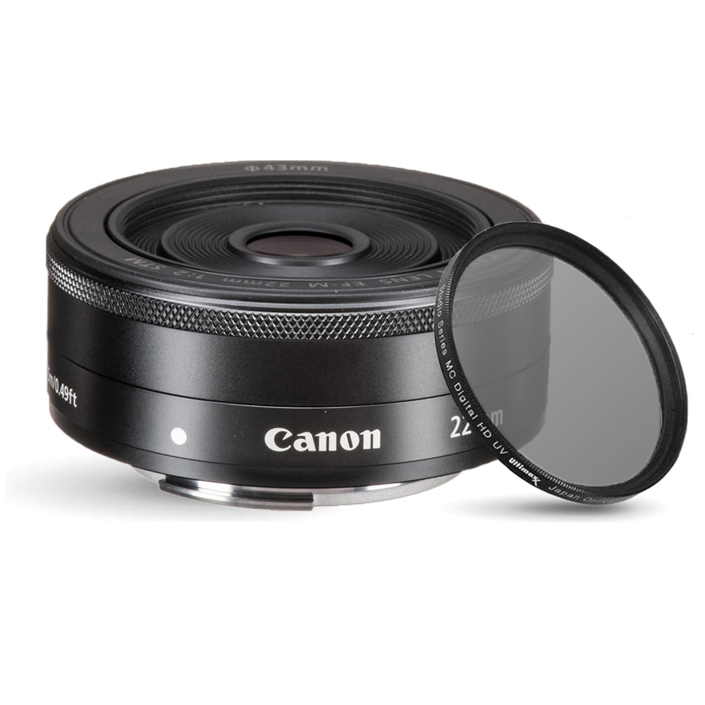 Canon EF-M 22mm f/2 STM Lens 5985B002 + Ultraviolet Filter Bundle -