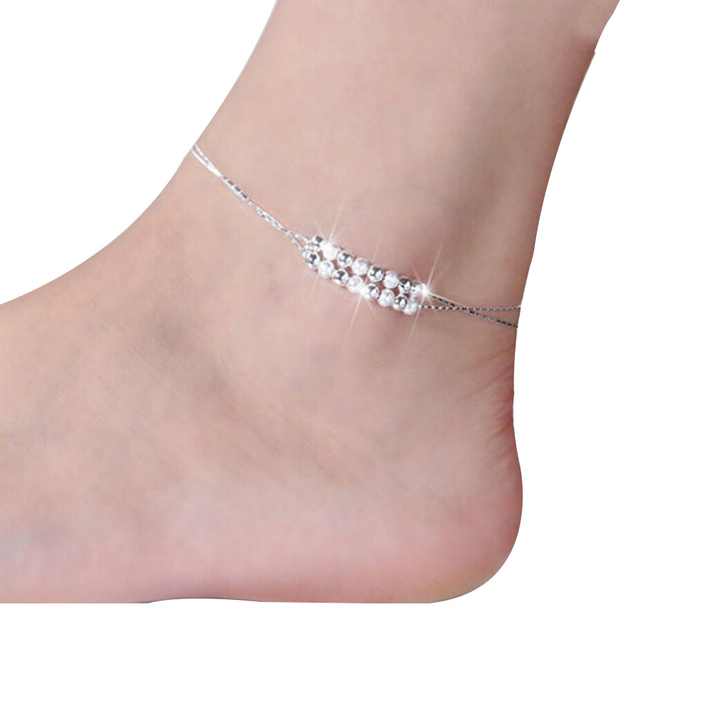 Bracelet Cheville Femme Argenté Avec Chaîne Extensible 30cm | Motifs Croix, Cœur, Papillon | Bijou Pied été Plage