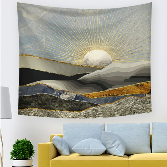 Tapestry Wall Hanging, Mountain Sea Animal Forest Tree Sunset Nature Landscape Colorful Print Tapestry Home Decorations for Living Room Bedroom, Style7, Thin, Small