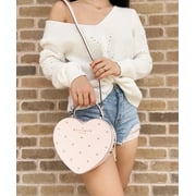 Kate Spade Love Shack Studded Rose Leather Top Handle Heart Crossbody Handbag