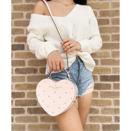 Kate Spade Love Shack Studded Rose Leather Top Handle Heart Crossbody Handbag