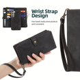 thumbnail image 4 of Multi-functional Leather Wallet Phone Case Flip Phone Protective Case Anti-fall Leather Case Plug-in Card Phone Case With Strap Lanyard Large Capacity Multi-card Zipper Leather Case For Samsung S23 PL, 4 of 5