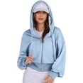 thumbnail image 3 of Sudaderas con Capucha y Cremallera para Mujer, Sudaderas , Casuales, Cómodas y Bonitas, Chaquetas con Cremallera, Conjuntos de Otoño A . Azul M, 3 of 10