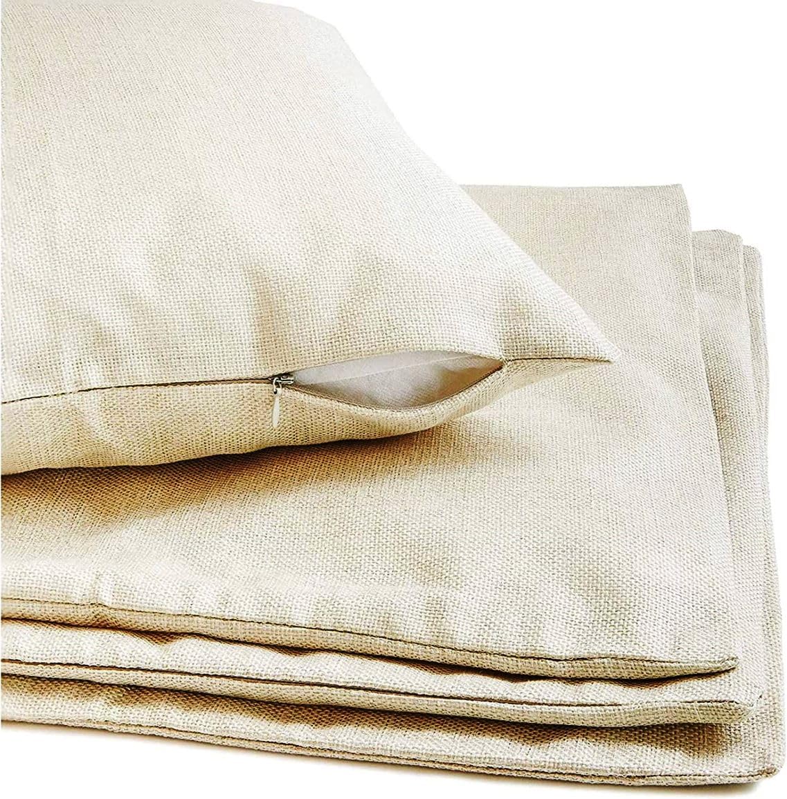 4 Count 100% Polyester Linen Canvas Sublimation Blank 18"x18" Throw Pillow Case Cushion Cover Decor DIY Bulk Heat Press Printing