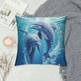 thumbnail image 2 of GOSMITH  Dolphins in Love Printed Plush Pillow Cover Decorative Pillow Cover Square Cushion Cover, 2 of 5