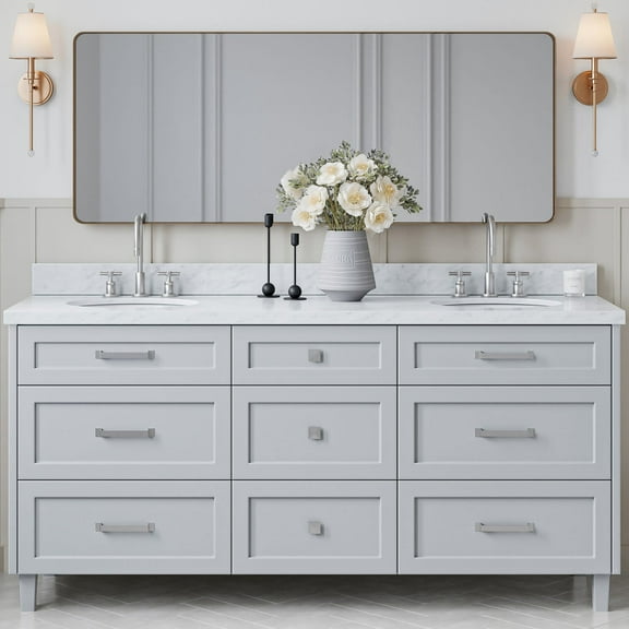 Ariel B73dcwovo Monroe 72" Free Standing Double Basin Vanity Set - Grey