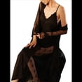thumbnail image 2 of Vestido Informal Sin Mangas con Escote en V y Tirantes para Mujer, Camisón de Satén, Ropa de Casa. Negro L, 2 of 10