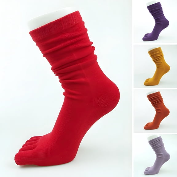 TELOLY 2026 New 3 Pair Toe Socks, Long Tube Five Fingers Toe Socks, Soft Breathable Non-Slip Elasticity Keep Warm Women Socks for Yoga, Casual, Home, Sports, Gift