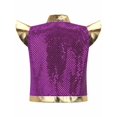 thumbnail image 4 of Moggemol Gilet Prince Garçon Design Arabe à Sequins Ouvert avec Manches Courtes Violet 14, 4 of 6