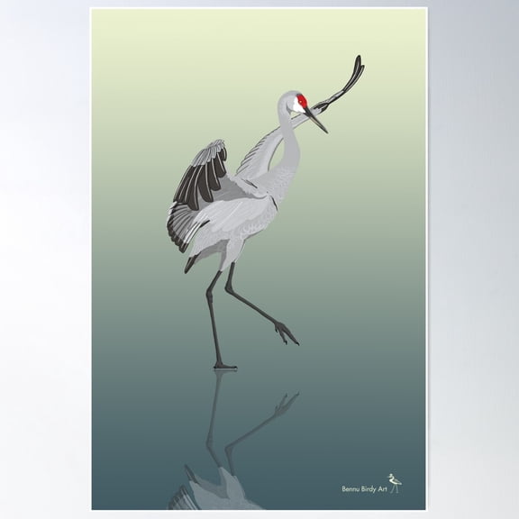 Sandhill Crane Poster Wall Art, Modern Wall Decor For Living Room Bedroom, 8x12 UNFRAMED