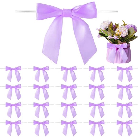 Hysgscwd 50 Pcs Nœuds Torsadés, Emballage Cadeau DIY Ruban Satin, Mini Nœud de Noël pour Mariage, Anniversaire, Fête des Enseignants, Sac de Friandises, Décoration de Cadeau