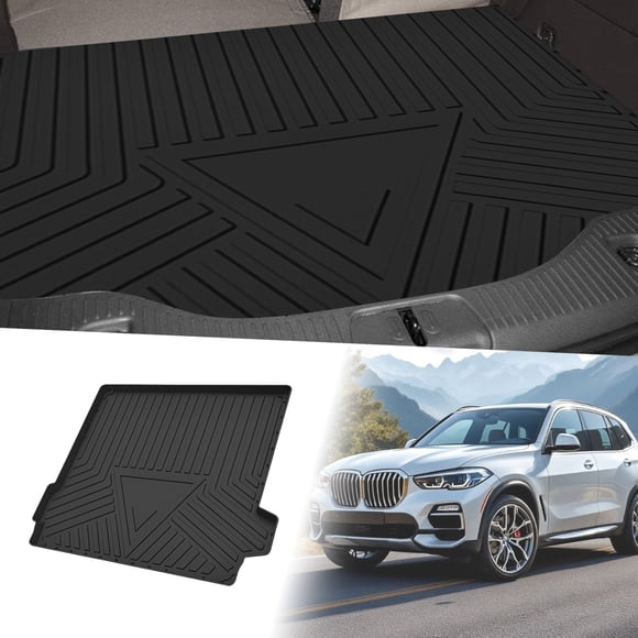 Alfombrilla de carga trasera de cara plana Unique Bargains para BMW X5 2019-2022, bandeja de maletero antideslizante con patrón de rayas y triángulos