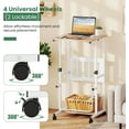 thumbnail image 3 of CZMJY Adjustable Standing Desk, Mobile Rolling Computer Desk with Storage Shelf, Portable Laptop Table with Footrest, Mesh Panel, Lockable Wheels, Sit Stand Workstation for Home Office Oak, 3 of 10