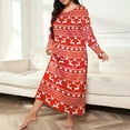 thumbnail image 2 of Pyjama pour Femmes Grande Taille, Col Rond, Manches Longues, Nuisette Imprimée, 2 of 7