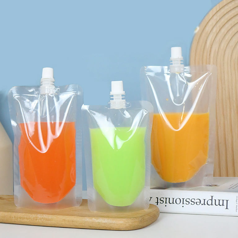 Muka 50 PCS Reclosable Zipper Clear Drink Pouches Bags Disposable Smoothie  Juice Pouches FDA Compliant