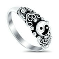thumbnail image 3 of 8mm Chinese Yin Yang Band Oxidized Ring 925 Sterling Silver Size 10, 3 of 6
