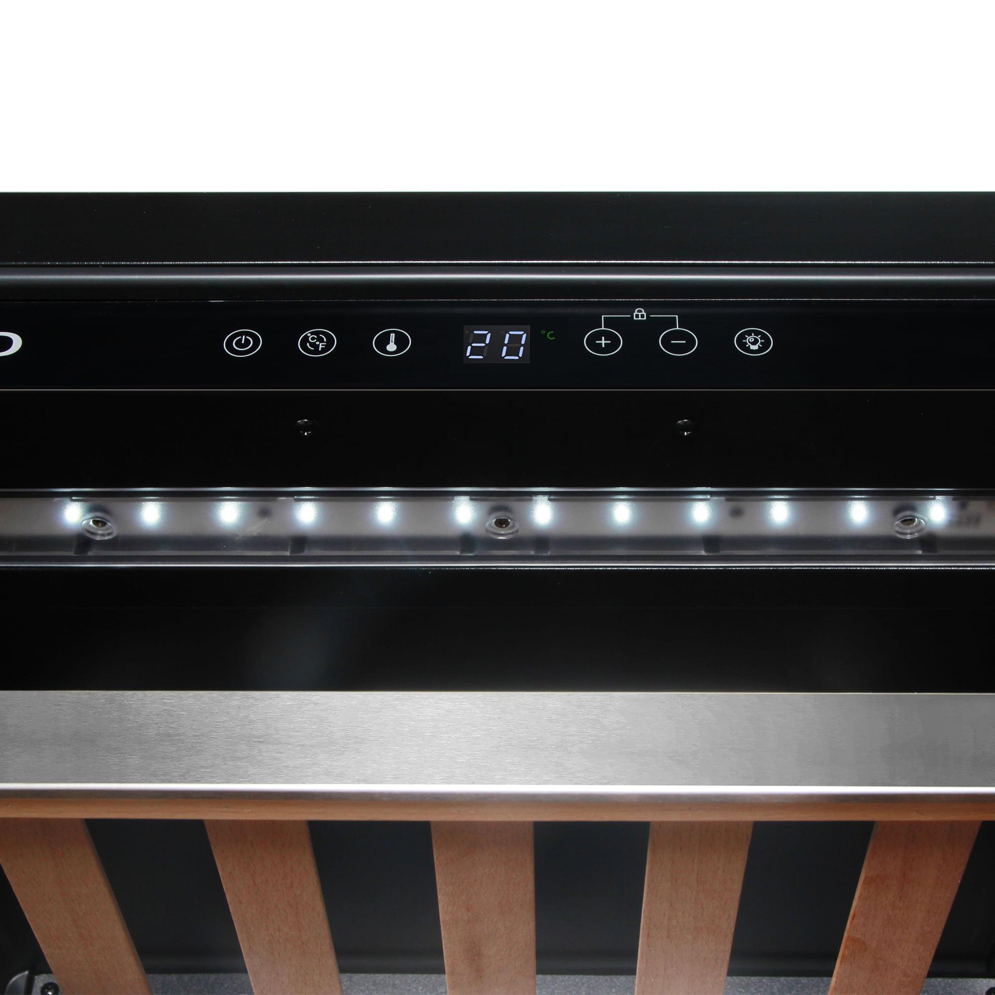 Cosmo Lumin Collection 24 in. 52-Bottle Single Zone Compressor Wine Cooler, LED Lighting, Stainless Steel