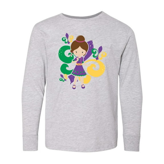 Inktastic Mardi Gras Girl Long Sleeve Youth T-Shirt