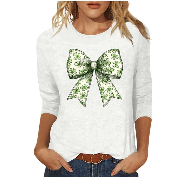Aofany Plus Size T Shirts for Women St Patricks Day Shamrock Tee Holiday Casual Crew/V Neck 3/4 Sleeve Tops