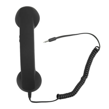Retro Telephone Receiver Professional 3.5mm Plug Radiation Proof Wired Cellphone Handset for Smartphone PC Black
