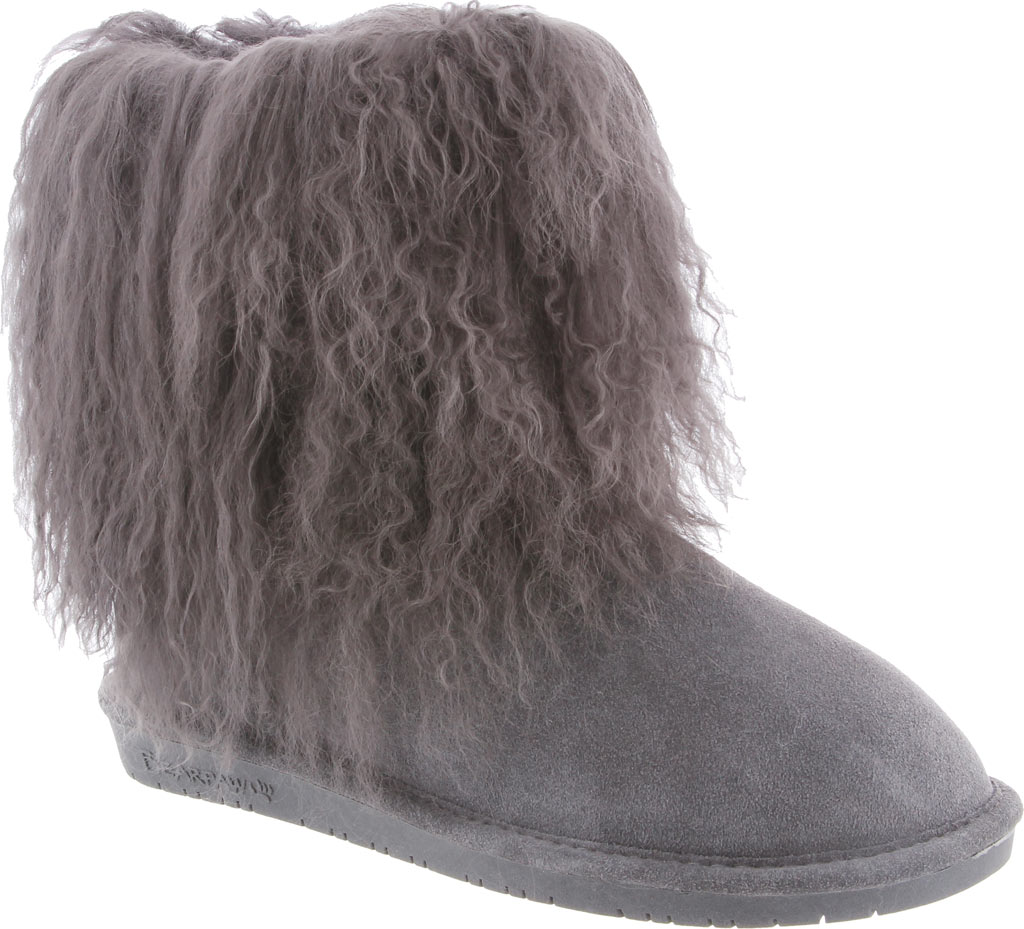 Bearpaw - Women's Bearpaw Boo Solids Furry Boot Charcoal Curly Lamb Hair/Cow Suede 7 M - Walmart 