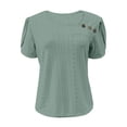 thumbnail image 6 of FAHXNVB Ladies' Eyelet Lace T-Shirts Puff Short Sleeve Button Square Neck Casual Loose Fit Blouse Soft Breathable Stretchy Fashion Summer Top, 6 of 7