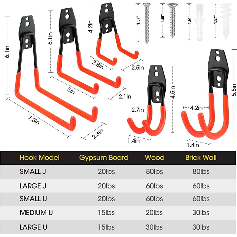 ValueMax 10 Pack Garage Storage Hooks, Black Steel photo 4