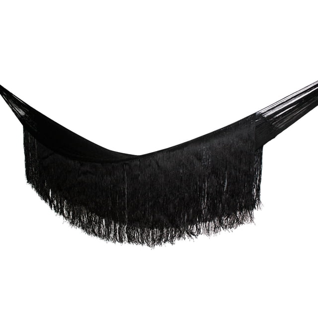 Hamaca Oasis Fashion con Flecos Nylon Negro Estándar