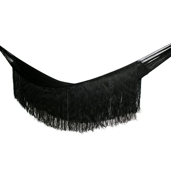 Hamaca Oasis Fashion con Flecos Nylon Negro Estándar