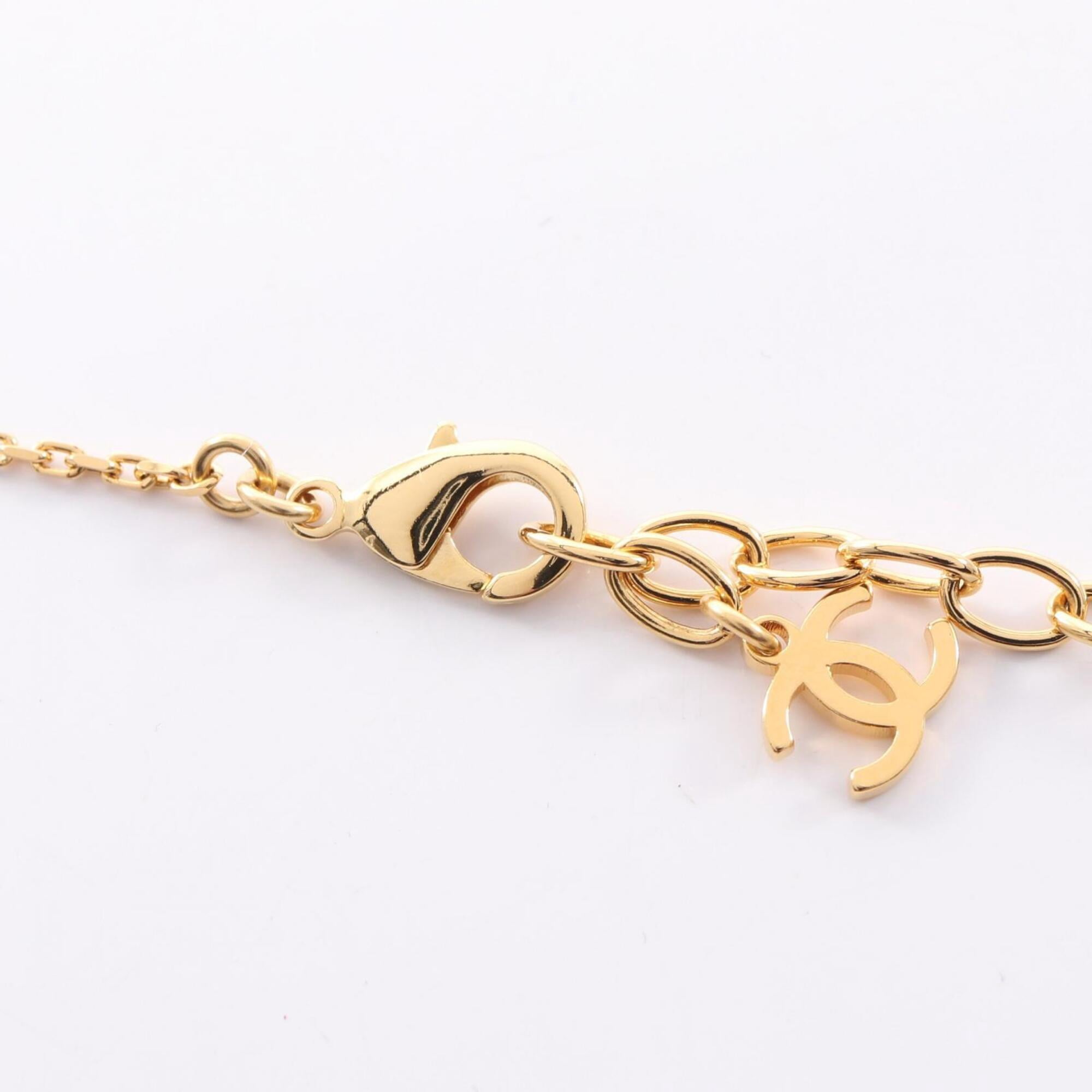 Pre-Owned Chanel Coco Mark Equestrian Necklace Jewelry GP (Gold Plated) Women's Gold, White,...