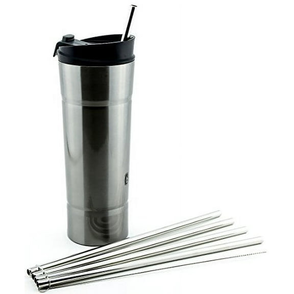 4 Pack Cocostraw for Bubba Hero 20 oz Silver Tumbler PerfectFIT 18/8 Stainless Steel Drinking Straws With Cleaning Brush