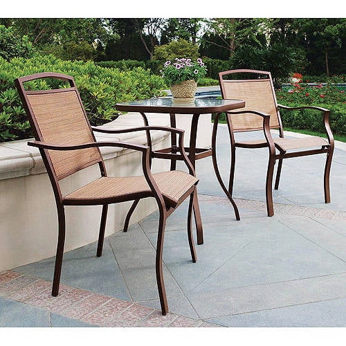 Mainstays Sand Dune 3-Piece Outdoor Bar Height Bistro Set for Patio and Porch 